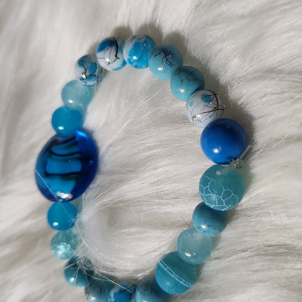 Hand crafted beaded glass bracelet